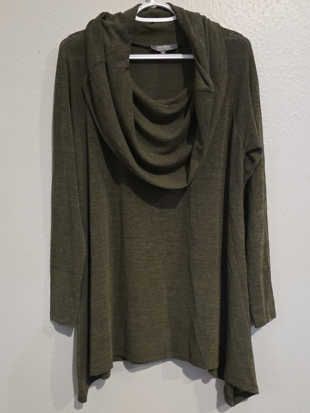 Lisa Rinna Collection Olive Draped Cowl Neck Tunic